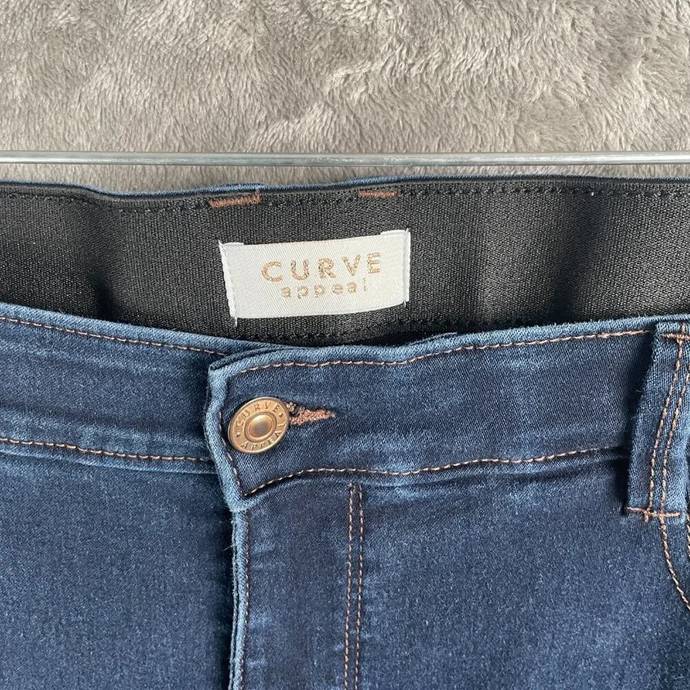 Curve Appeal Skinny Jeans Women’s 20W Dark Wash Mid Rise Stretch Minimal Clean - Picture 3 of 9